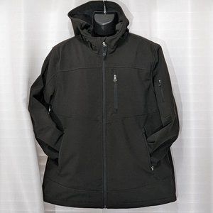 GUESS Jacket Men's Black Full Zip Microfiber Lined With Hoode Windbreaker Sz XXL